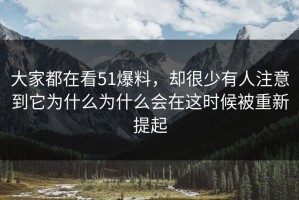 大家都在看51爆料，却很少有人注意到它为什么为什么会在这时候被重新提起
