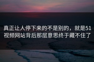 真正让人停下来的不是别的，就是51视频网站背后那层意思终于藏不住了