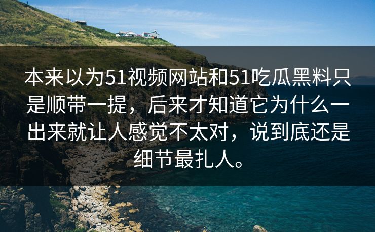 本来以为51视频网站和51吃瓜黑料只是顺带一提，后来才知道它为什么一出来就让人感觉不太对，说到底还是细节最扎人。