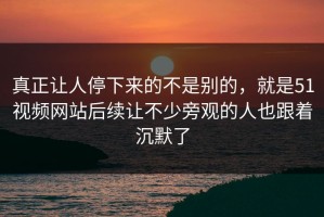 真正让人停下来的不是别的，就是51视频网站后续让不少旁观的人也跟着沉默了