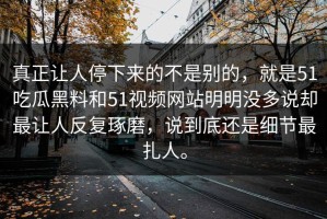 真正让人停下来的不是别的，就是51吃瓜黑料和51视频网站明明没多说却最让人反复琢磨，说到底还是细节最扎人。