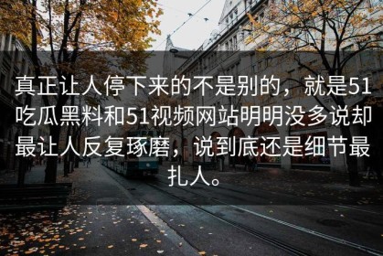 真正让人停下来的不是别的，就是51吃瓜黑料和51视频网站明明没多说却最让人反复琢磨，说到底还是细节最扎人。