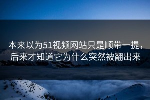 本来以为51视频网站只是顺带一提，后来才知道它为什么突然被翻出来