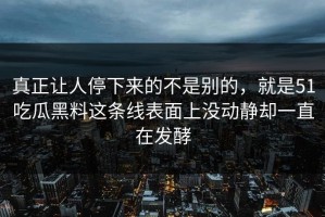 真正让人停下来的不是别的，就是51吃瓜黑料这条线表面上没动静却一直在发酵