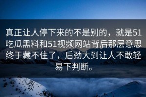 真正让人停下来的不是别的，就是51吃瓜黑料和51视频网站背后那层意思终于藏不住了，后劲大到让人不敢轻易下判断。