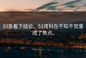 别急着下结论，51爆料在不知不觉里成了焦点。