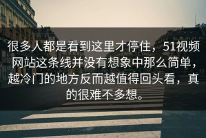 很多人都是看到这里才停住，51视频网站这条线并没有想象中那么简单，越冷门的地方反而越值得回头看，真的很难不多想。