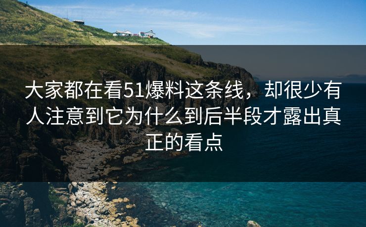 大家都在看51爆料这条线,却很少有人注意到它为什么到后半段才露出真正的看点 大家都在看51爆料这条线,却很少有人注意到它为什么到后半段才露出真正的看点