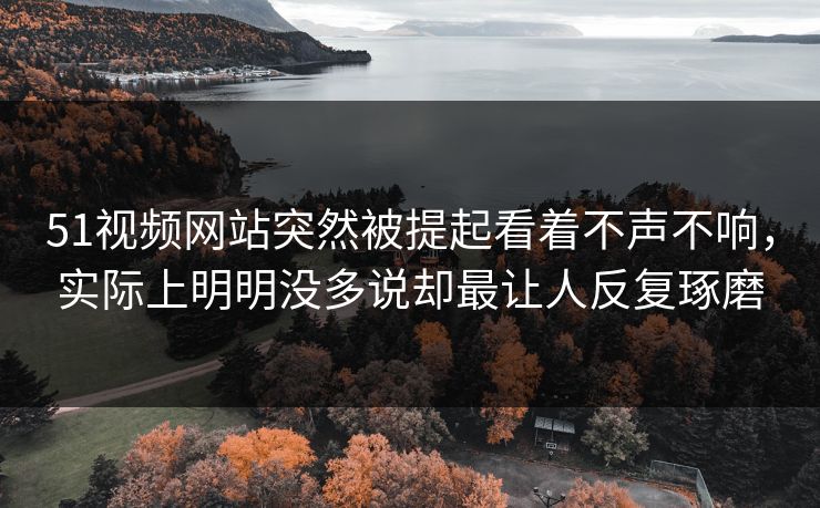 51视频网站突然被提起看着不声不响,实际上明明没多说却最让人反复琢磨 51视频网站突然被提起看着不声不响,实际上明明没多说却最让人反复琢磨