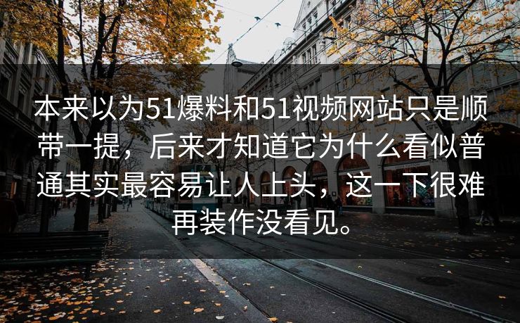 本来以为51爆料和51视频网站只是顺带一提，后来才知道它为什么看似普通其实最容易让人上头，这一下很难再装作没看见。